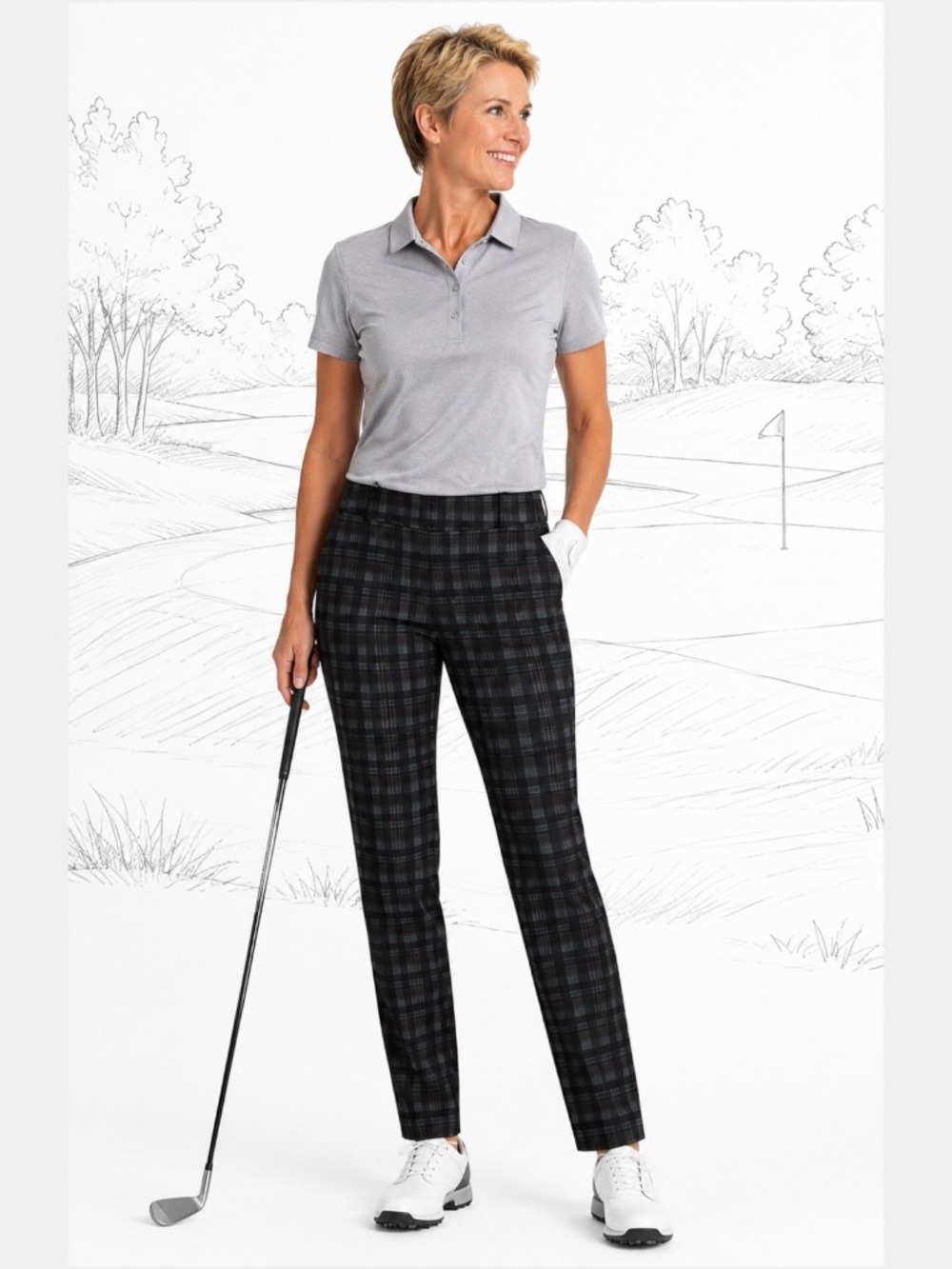 SWING CONTROL Pull On Plaid Golf Pants MADE IN CANADA Sz 16